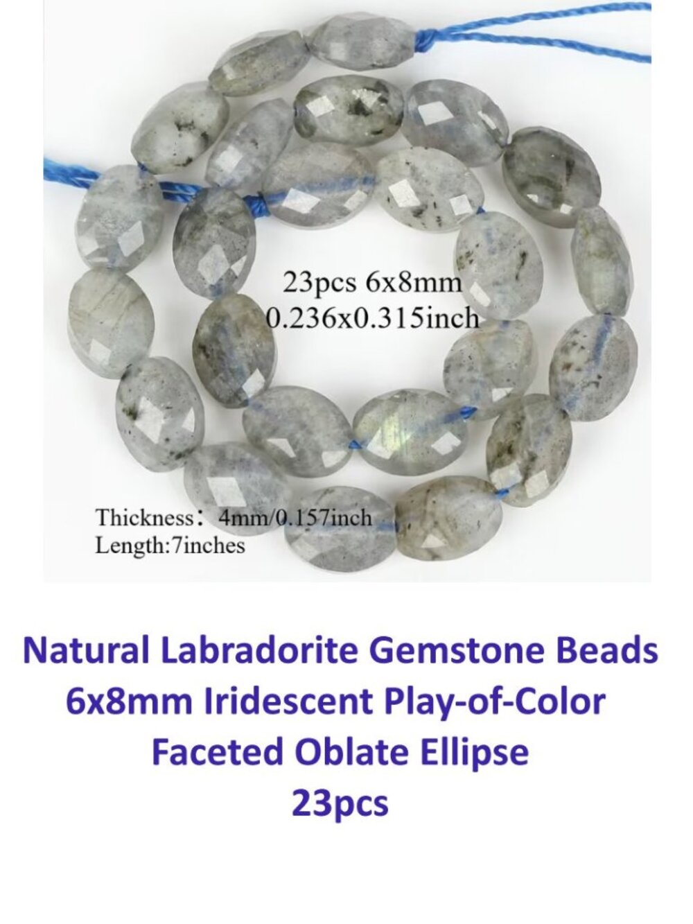 Natural Labradorite Gemstone Beads 6x8mm Iridescent Play-of-Color Faceted 23 PC